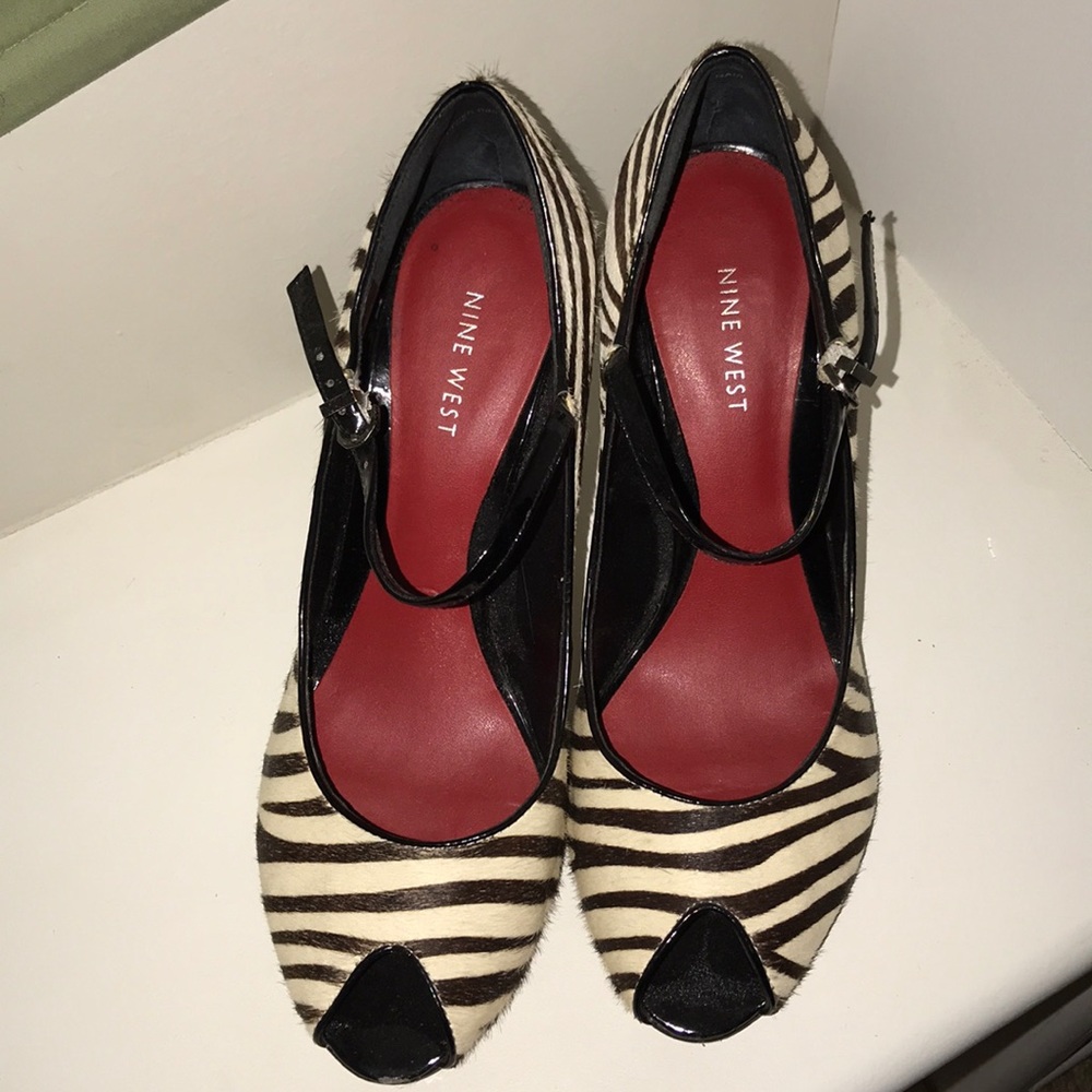 Nine West zebra print heels